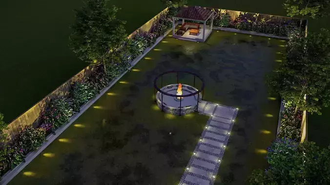 backyard landscape of small house 3d model 3D model