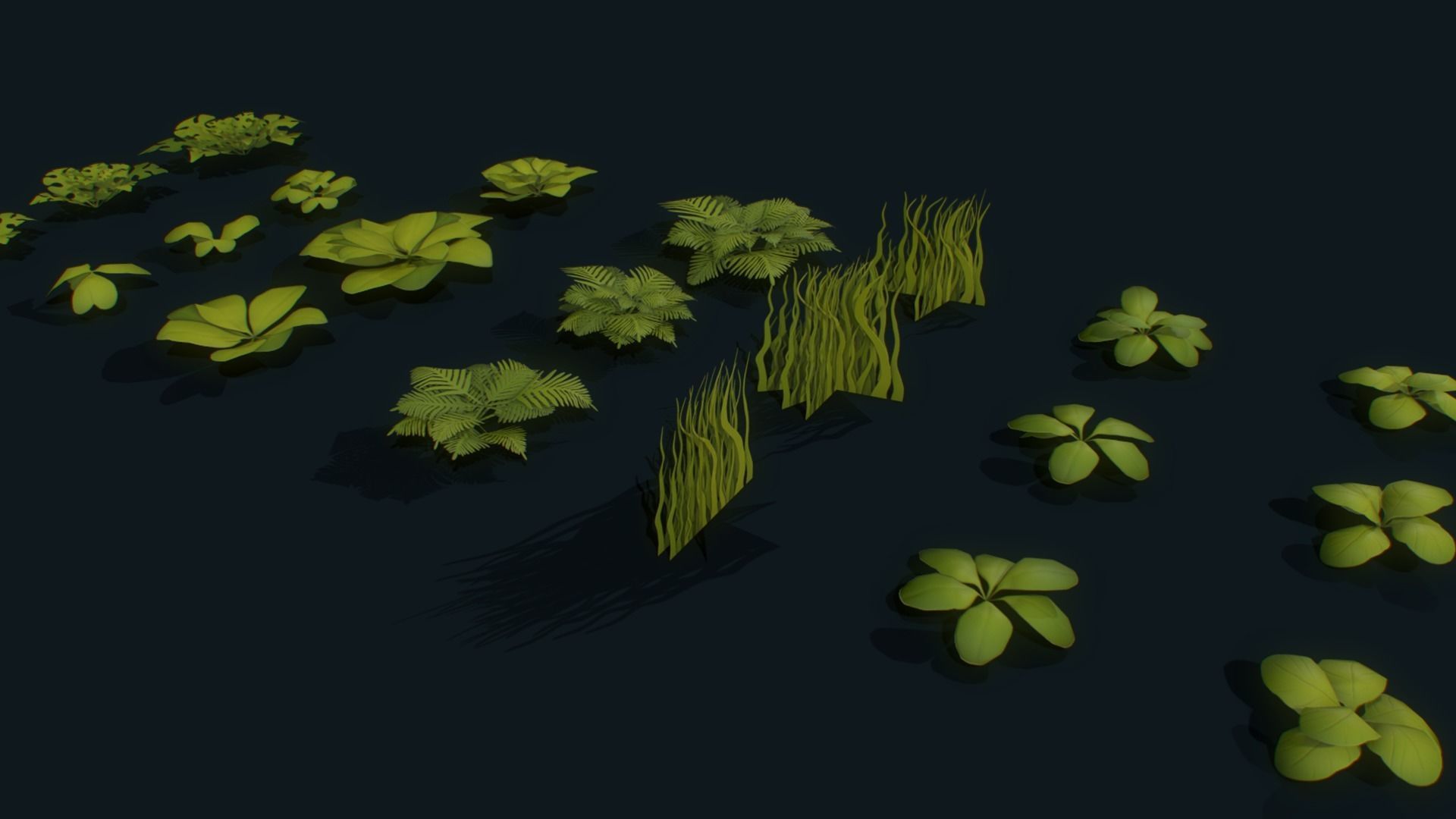 Stylized Plants Set vol 01 foliage pack Low-poly 3D model_6