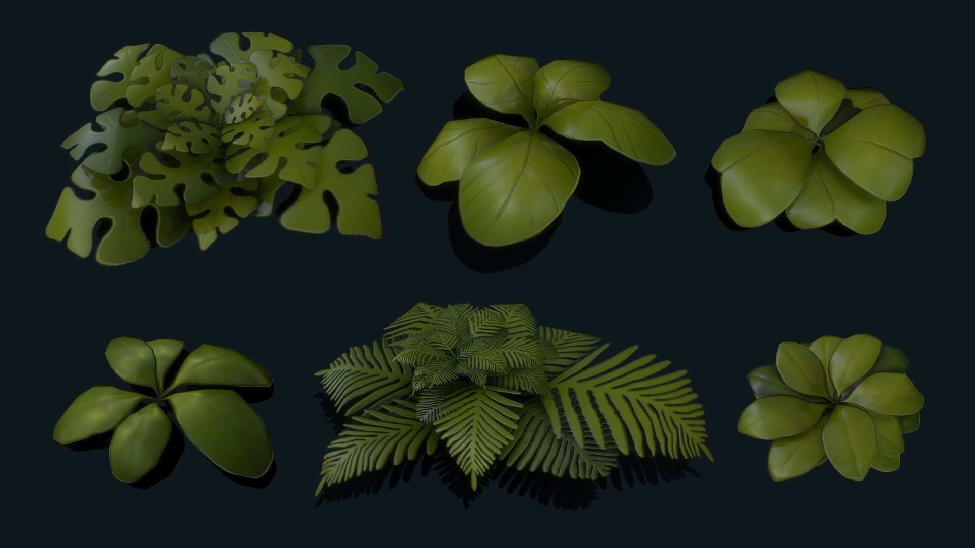 Stylized Plants Set vol 01 foliage pack Low-poly 3D model_7