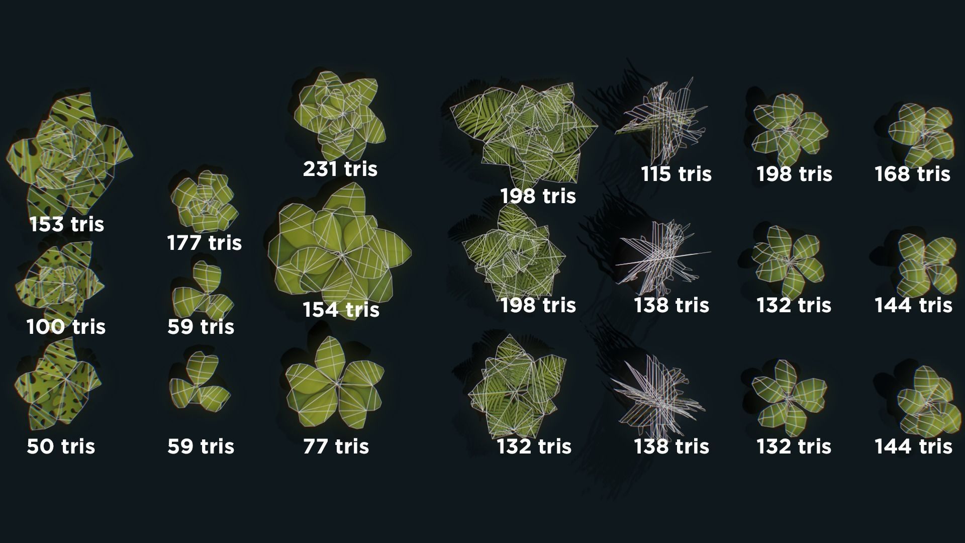 Stylized Plants Set vol 01 foliage pack Low-poly 3D model_8