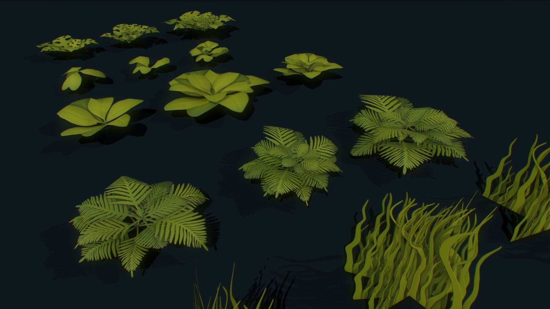 Stylized Plants Set vol 01 foliage pack Low-poly 3D model_5
