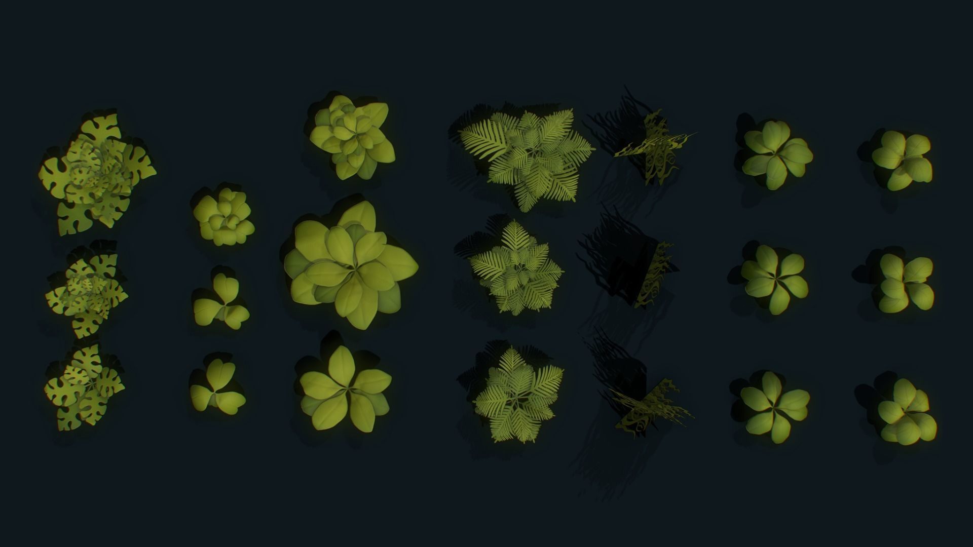 Stylized Plants Set vol 01 foliage pack Low-poly 3D model_4
