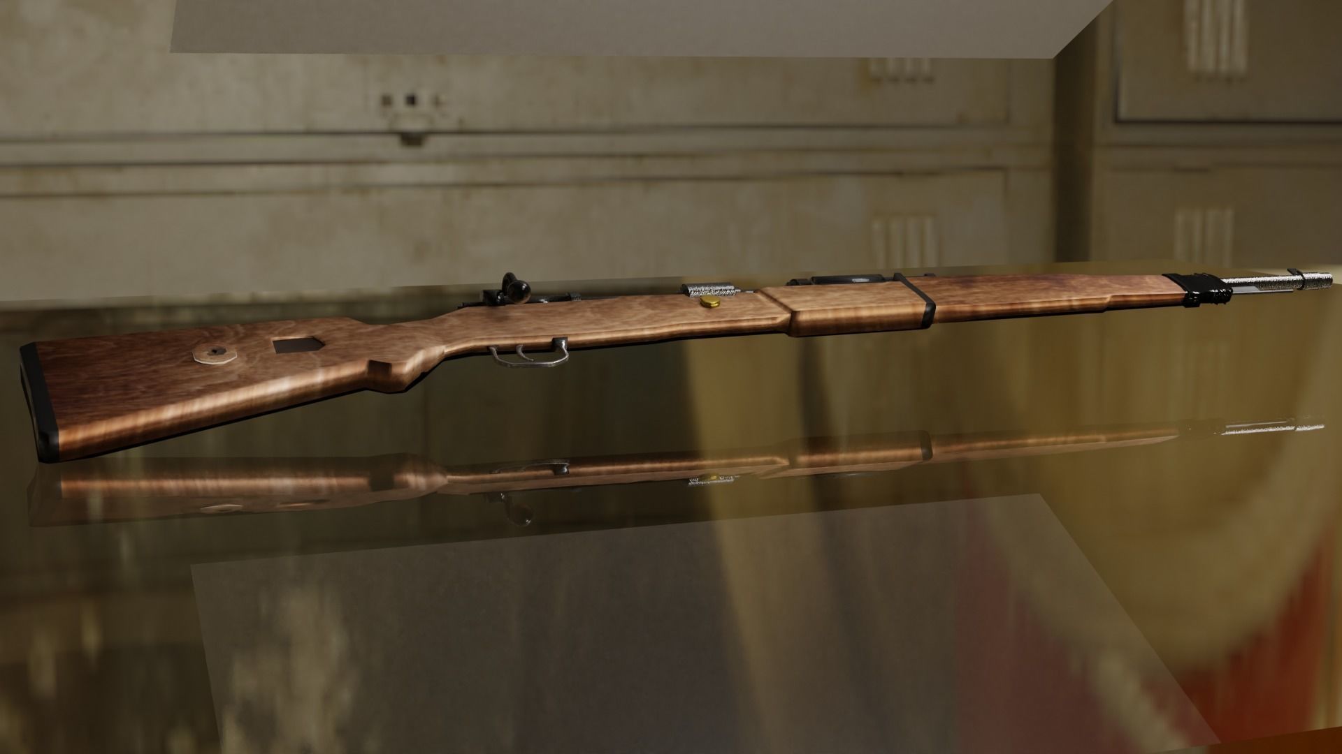 KAR98 wooden rifle Low-poly 3D model_1