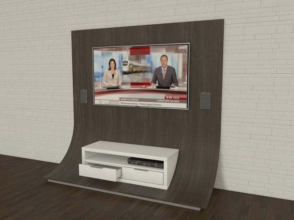 tv shelf with accessories Free 3D model