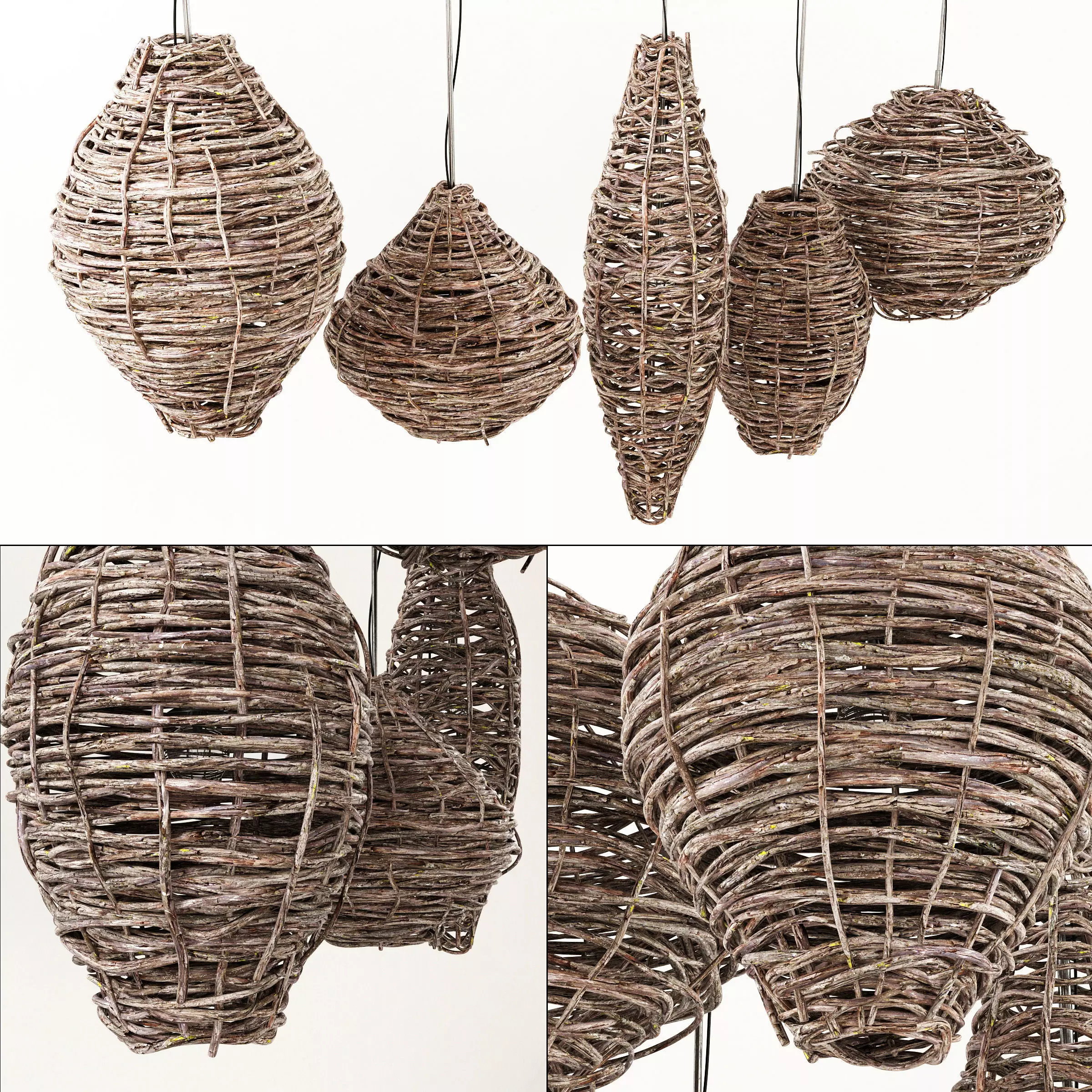 Wood old dry branch organic 3D model