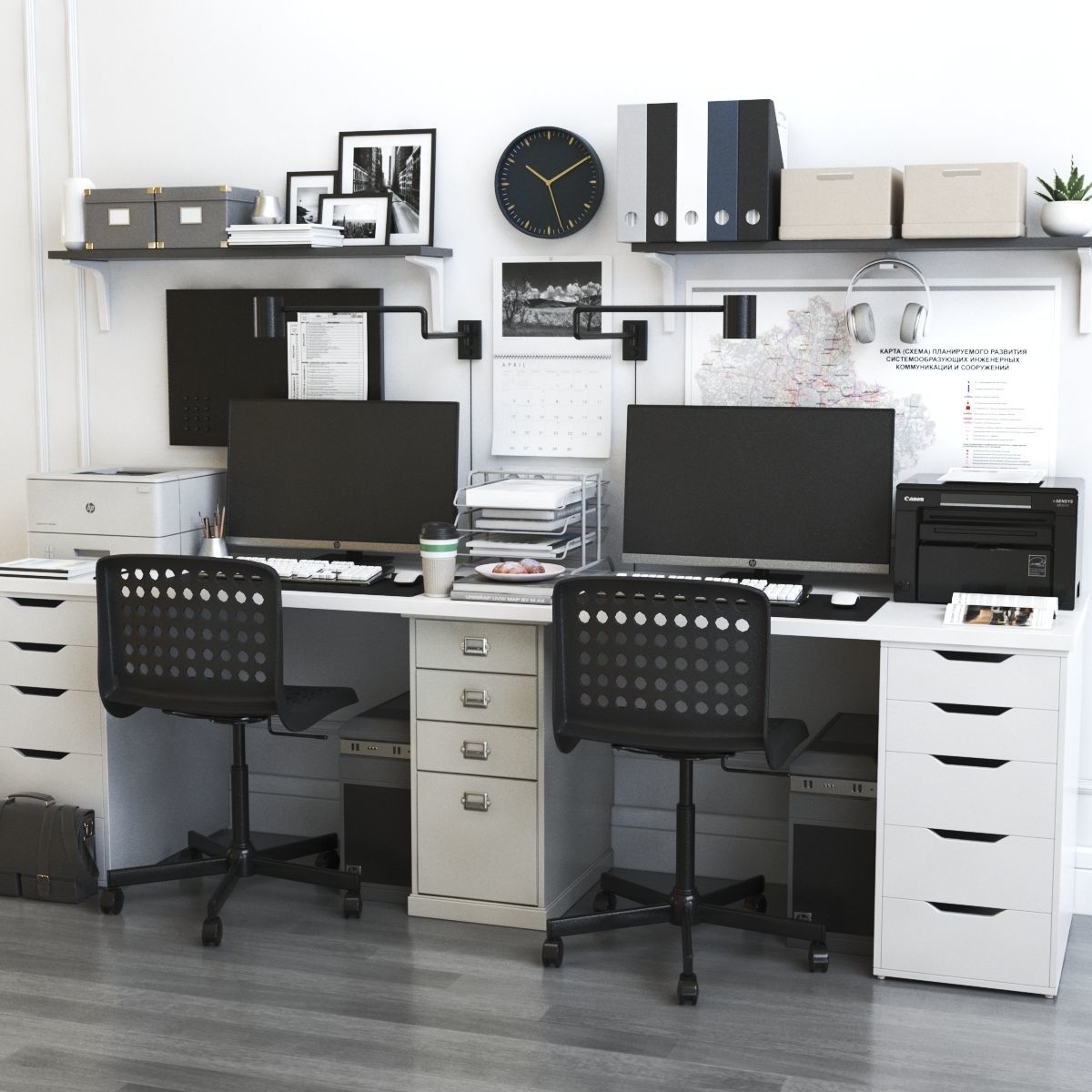 Office workplace 11 3D model_4