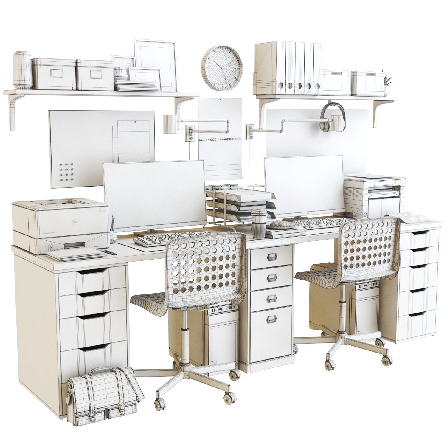 Office workplace 11 3D model_2