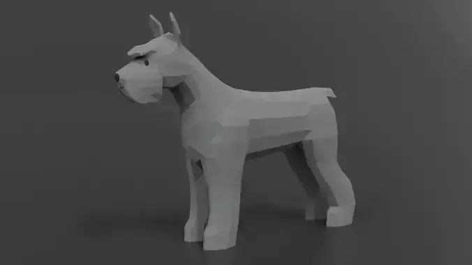 Low Poly Cartoon Standard Schnauzer Dog