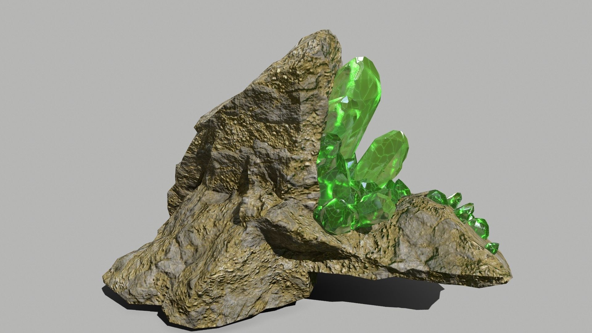 Crystal Set rock with crystals Low-poly 3D model_7