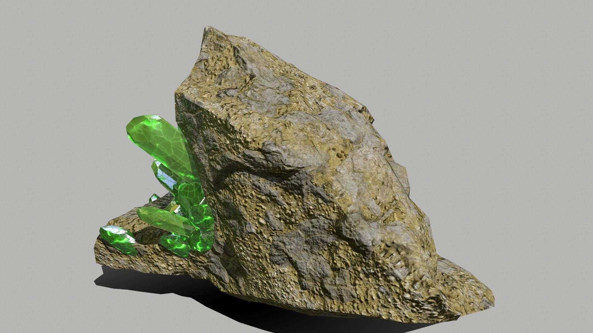 Crystal Set rock with crystals Low-poly 3D model_9