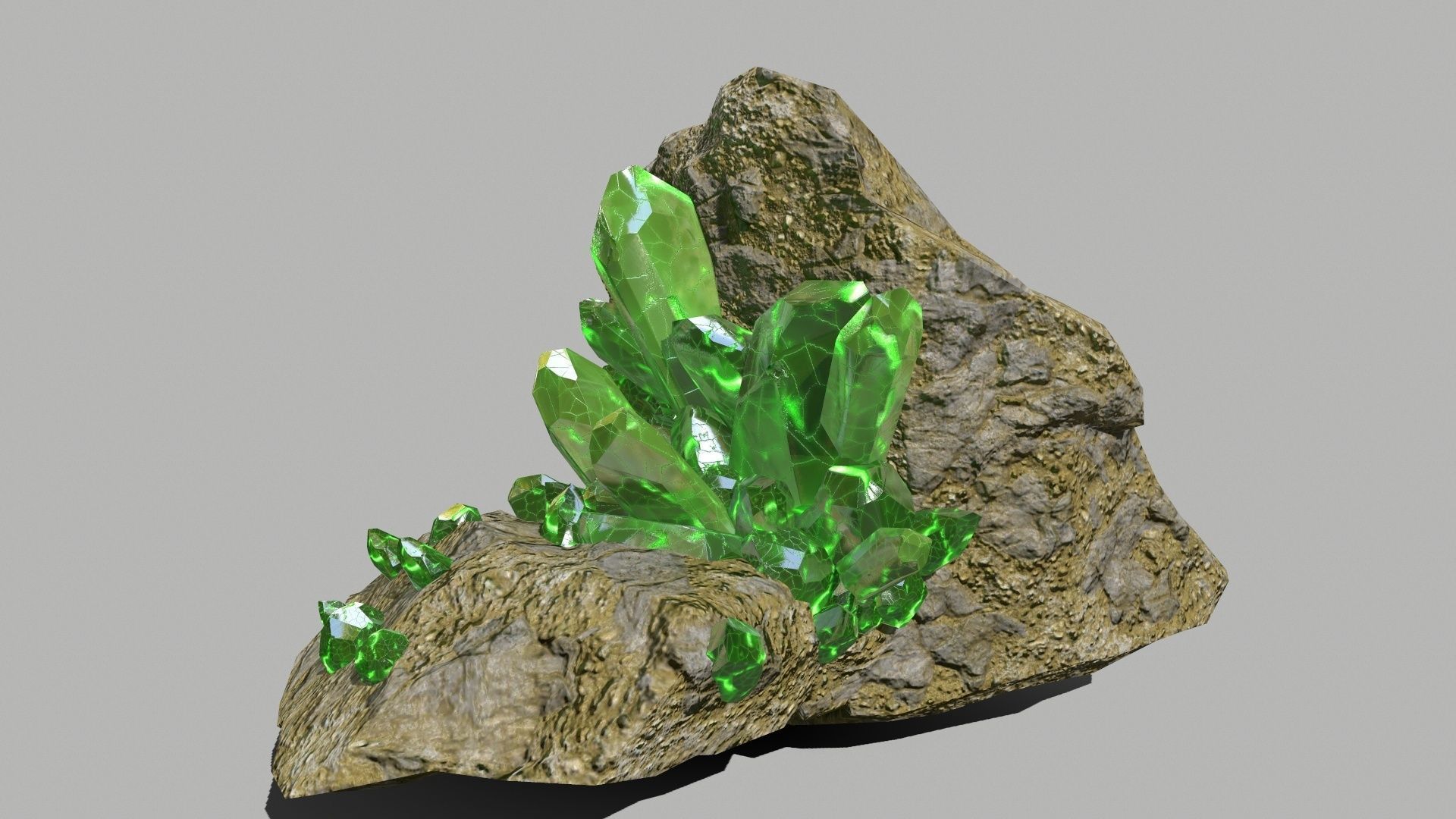Crystal Set rock with crystals Low-poly 3D model_3