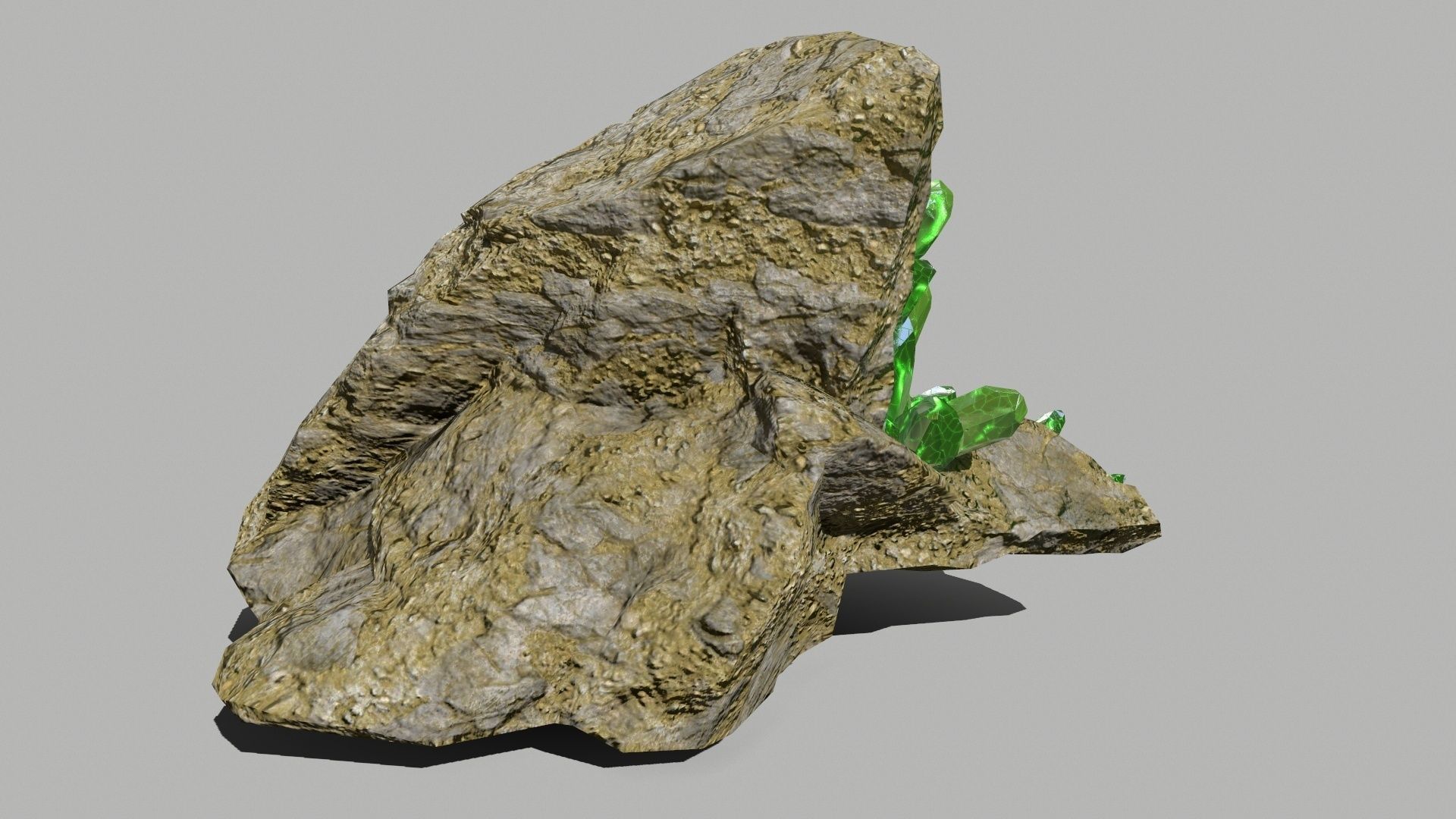 Crystal Set rock with crystals Low-poly 3D model_8