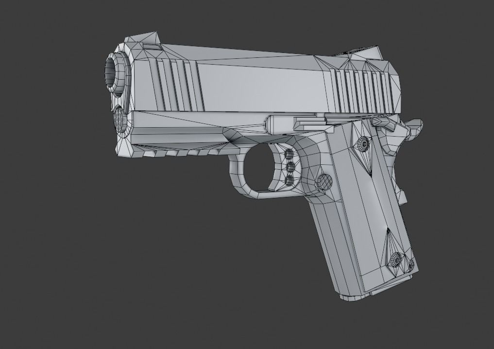 Compact Pistol Low-poly 3D model_10