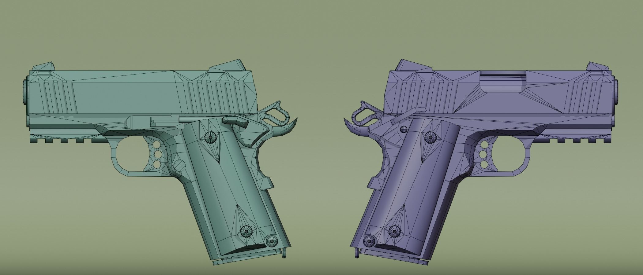 Compact Pistol Low-poly 3D model_6