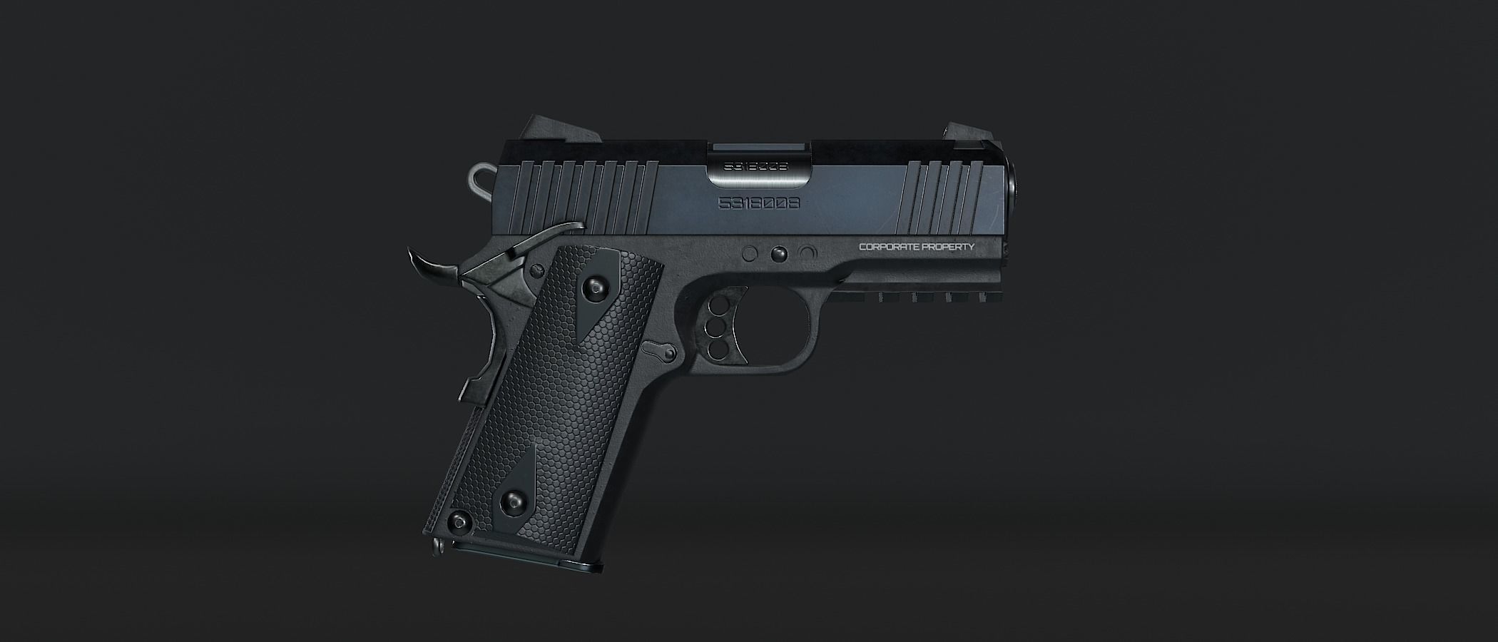 Compact Pistol Low-poly 3D model_3