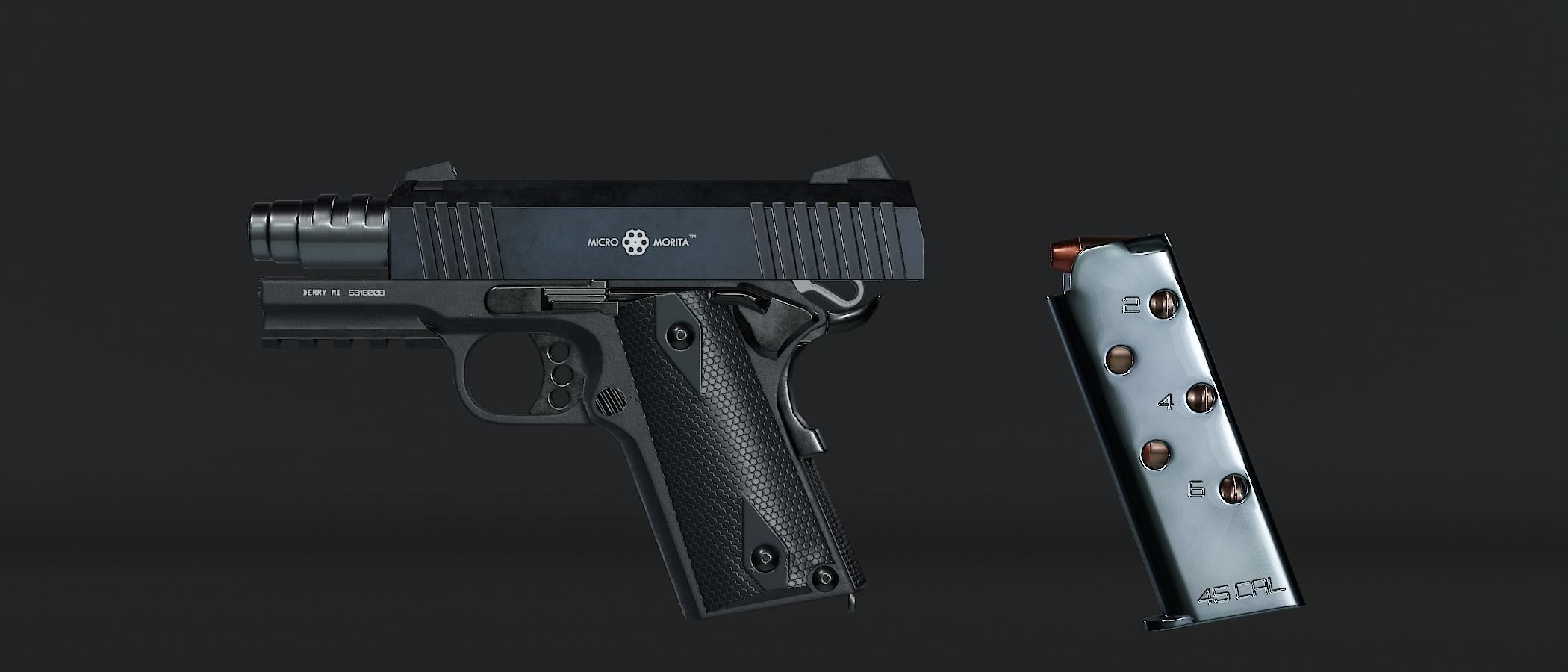 Compact Pistol Low-poly 3D model_5