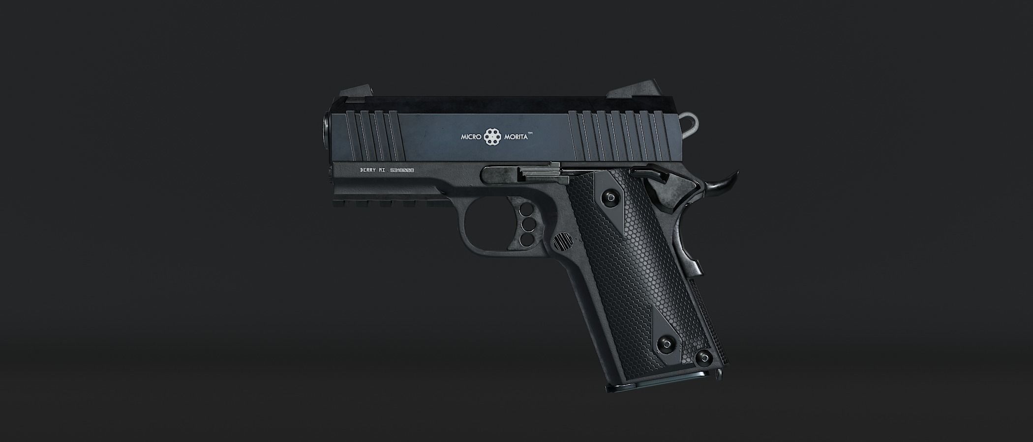 Compact Pistol Low-poly 3D model_2