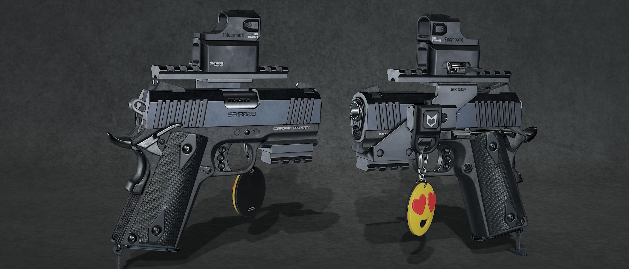 Compact Pistol Low-poly 3D model_8