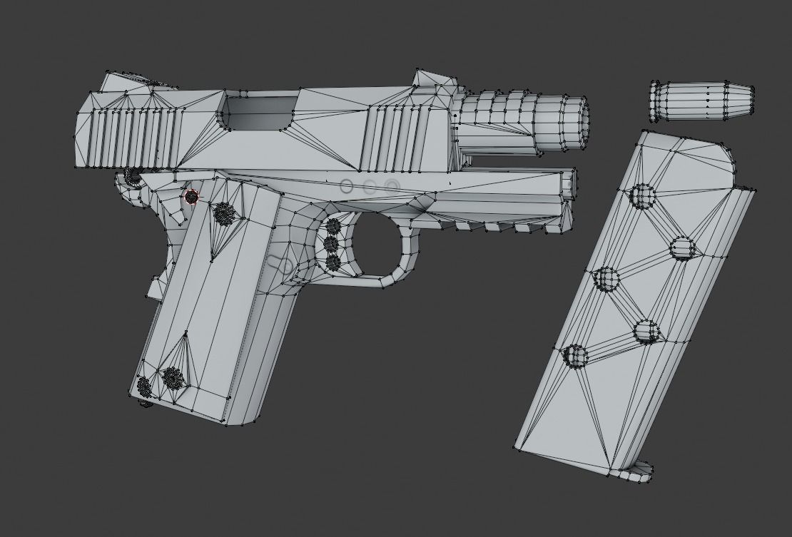 Compact Pistol Low-poly 3D model_11