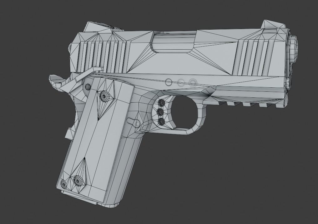 Compact Pistol Low-poly 3D model_9