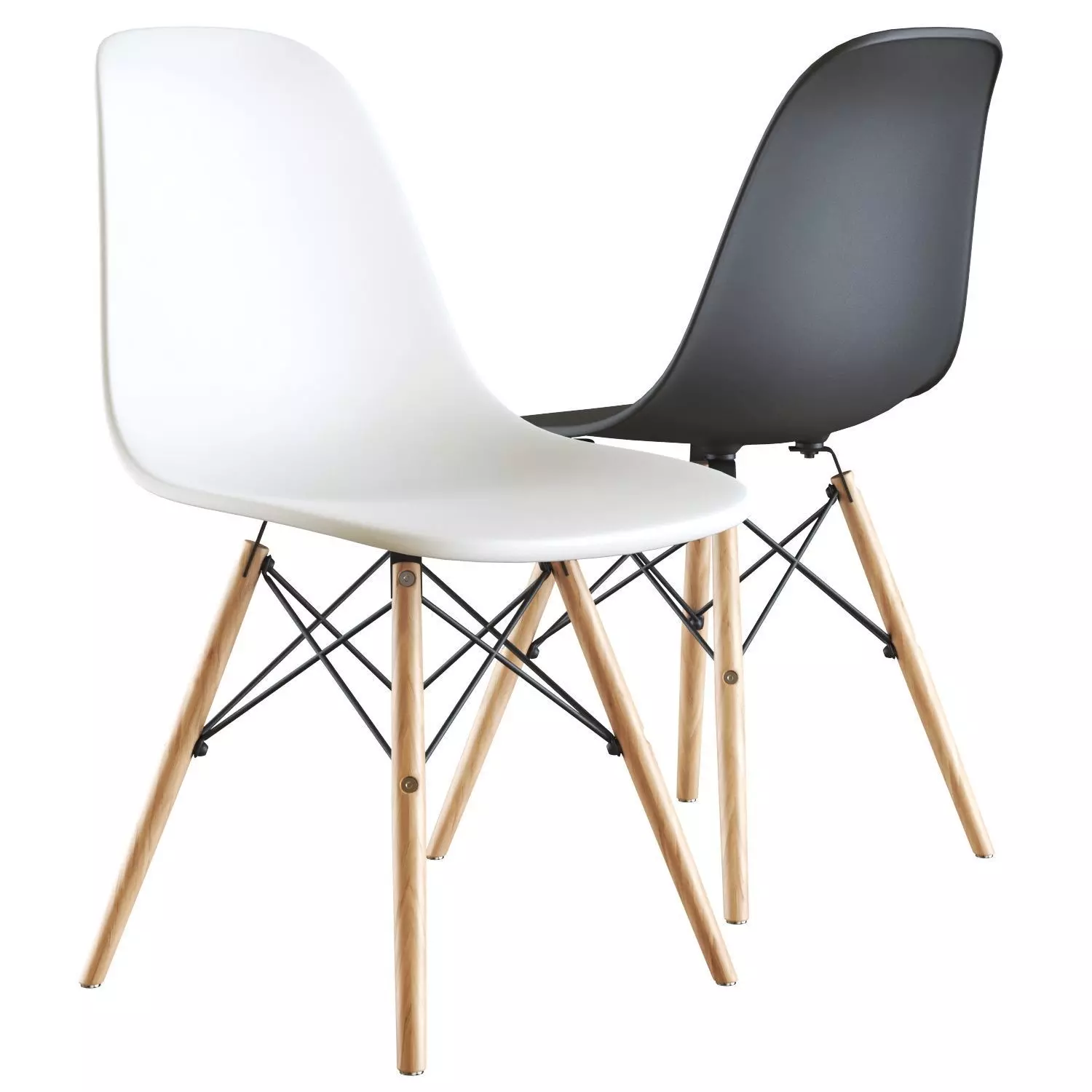Eames style DSW white chair 3D model_0