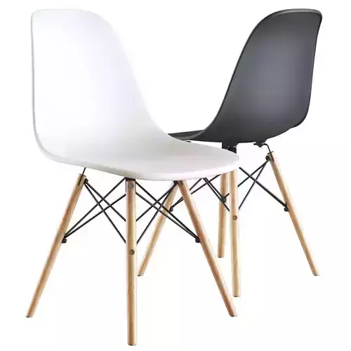 Eames style DSW white chair 3D model
