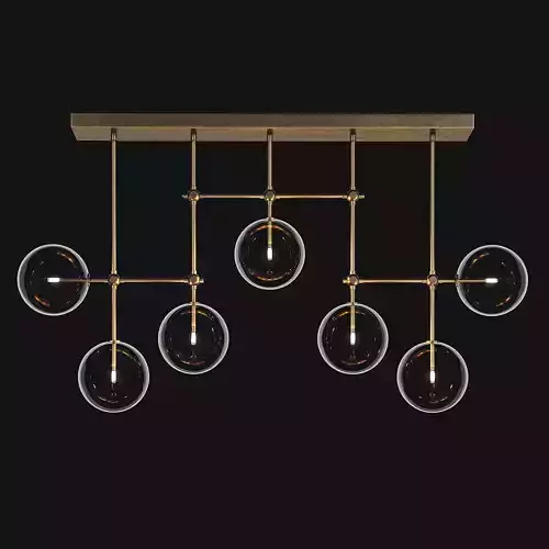 RESTORATION HARDWARE GLASS GLOBE LINEAR CHANDELIER 60