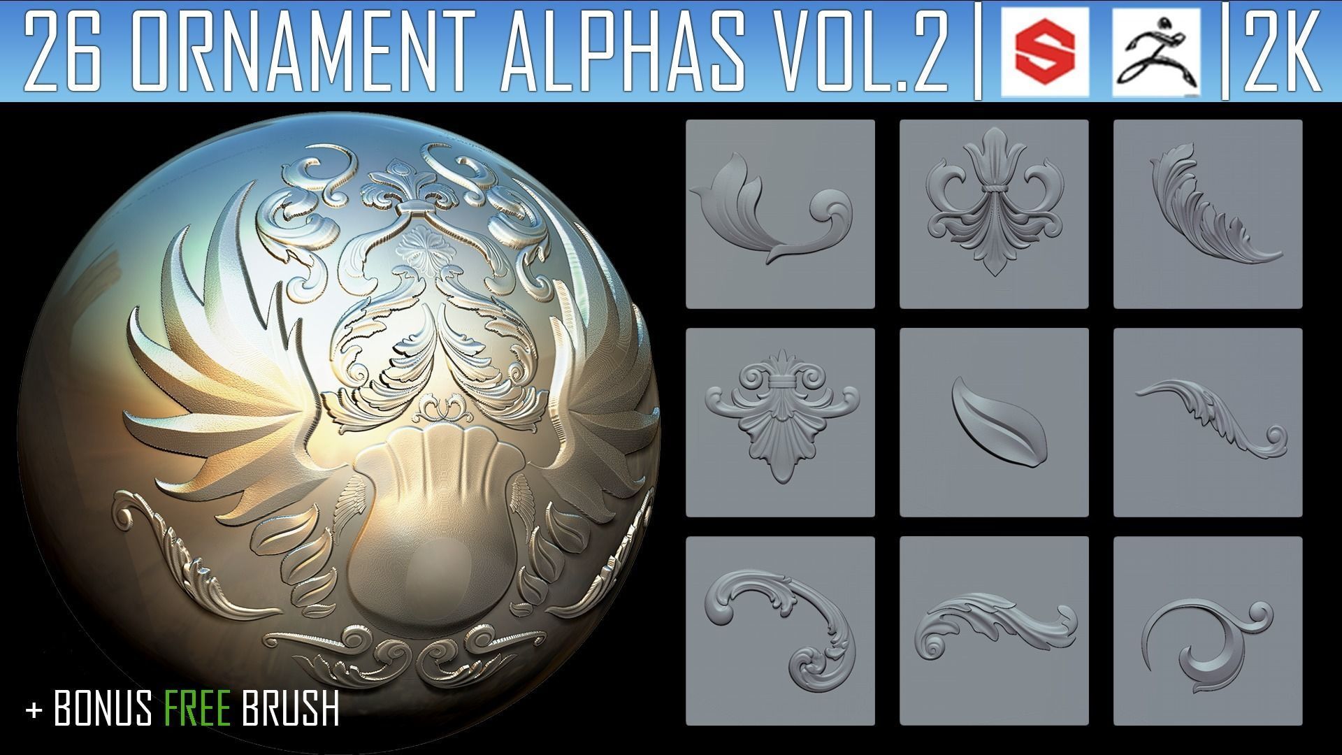 ZBRush Alphas Megapack 3D model_14