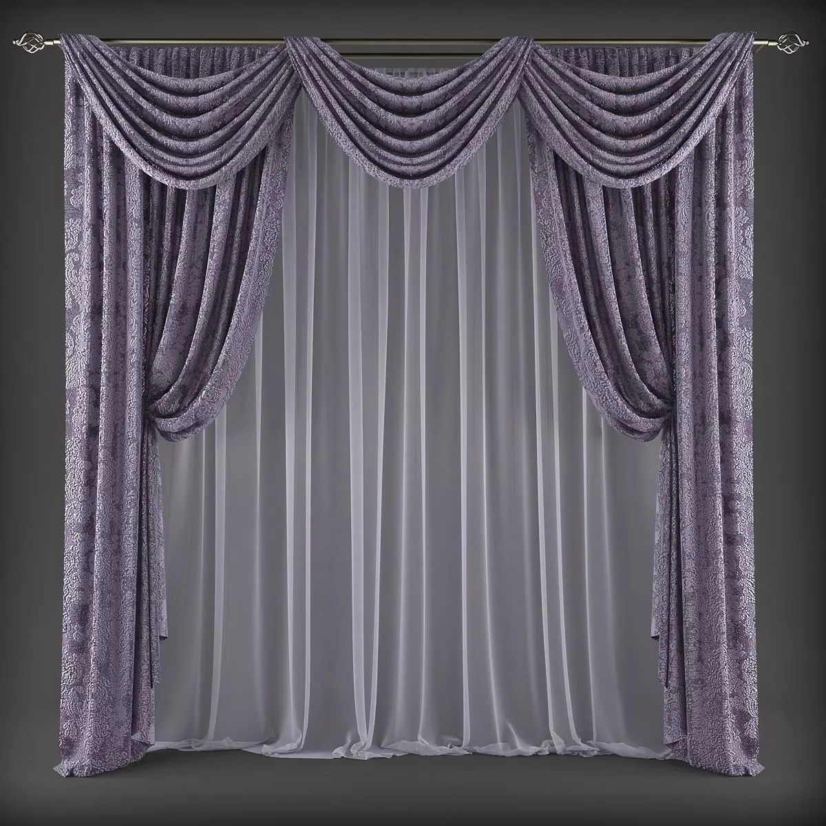 Curtain Low-poly 3D model_0