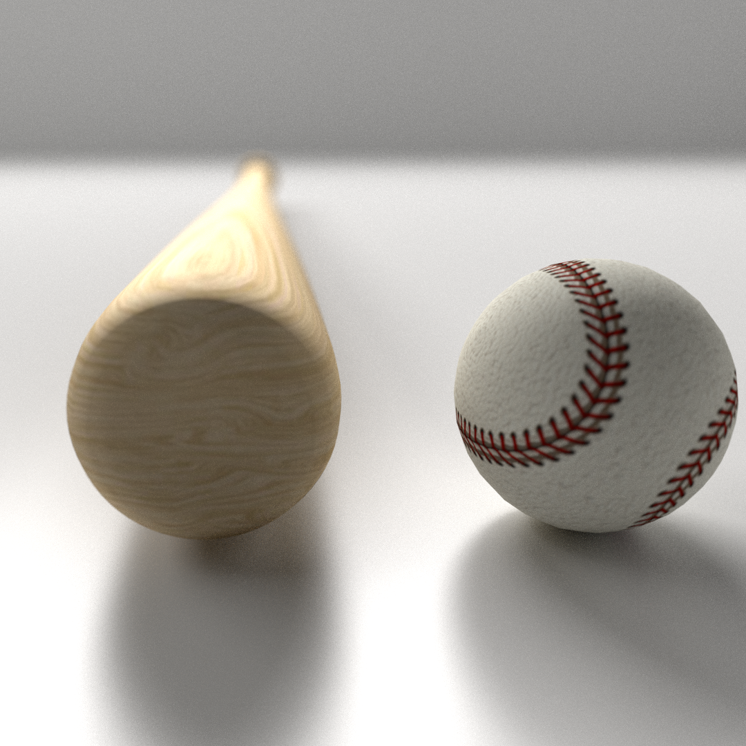 Baseball Bat and Ball 3D model_2