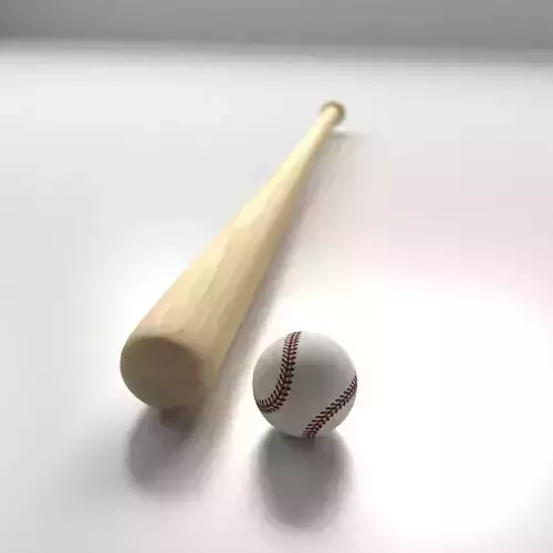 Baseball Bat and Ball 3D model Baseball Bat and Ball 3D model