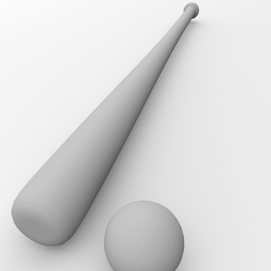 Baseball Bat and Ball 3D model_3