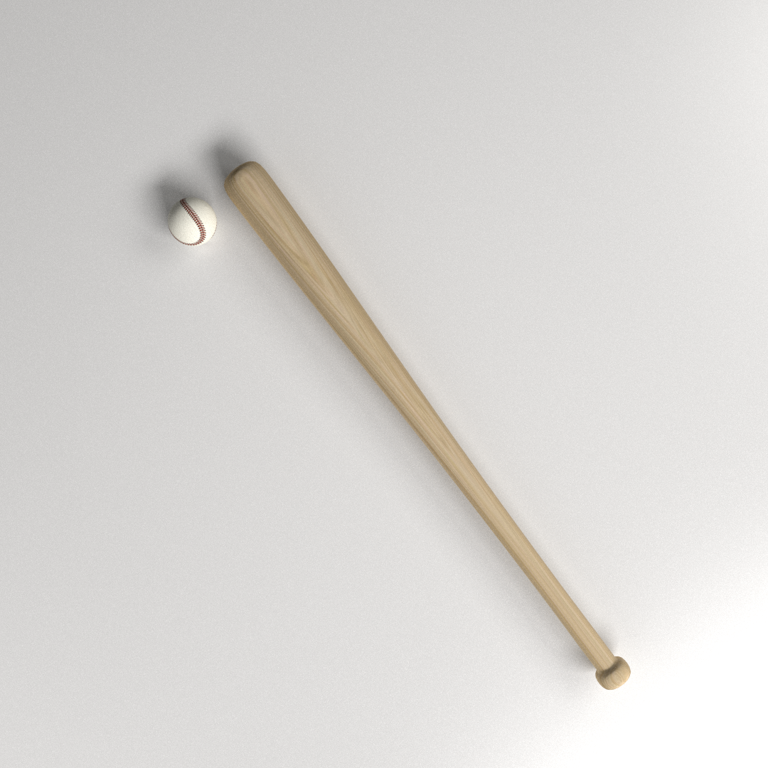 Baseball Bat and Ball 3D model_1