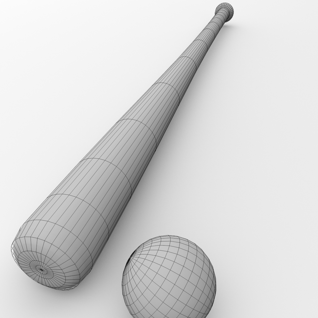 Baseball Bat and Ball 3D model_4