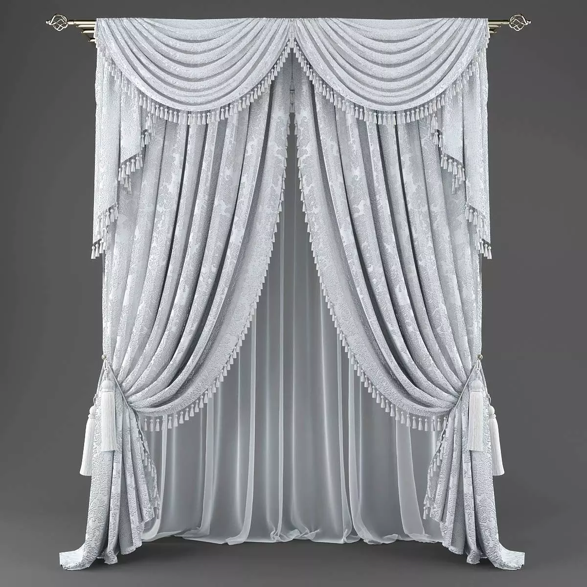 Curtain Low-poly 3D model_0