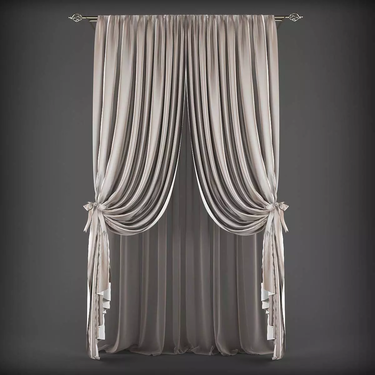 Curtain with bow Low-poly 3D model_0