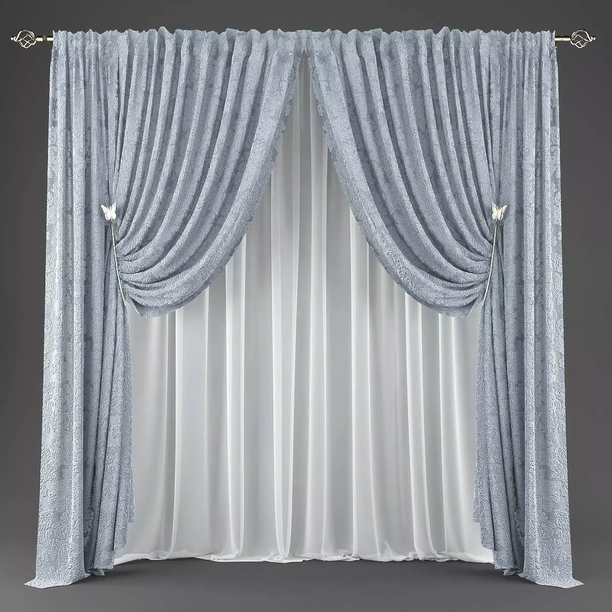 Curtains curtain Low-poly 3D model_0