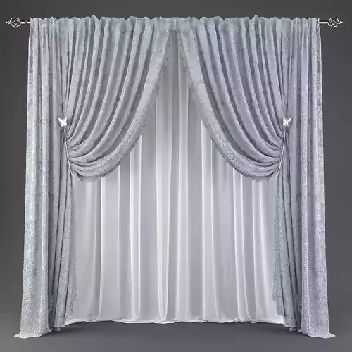 Curtains curtain Low-poly 3D model