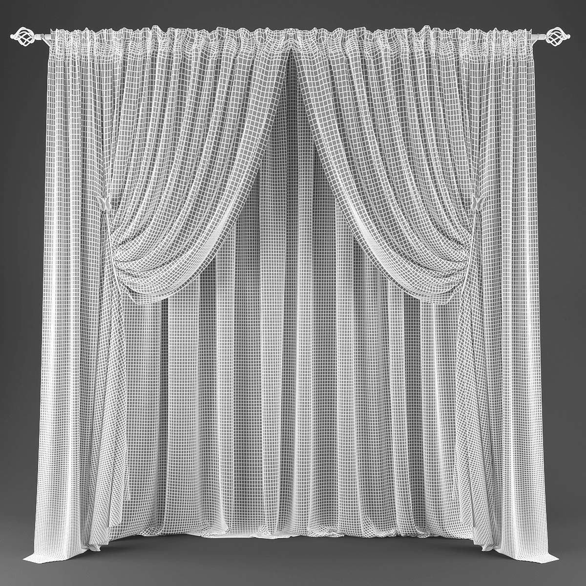 Curtains curtain Low-poly 3D model_1