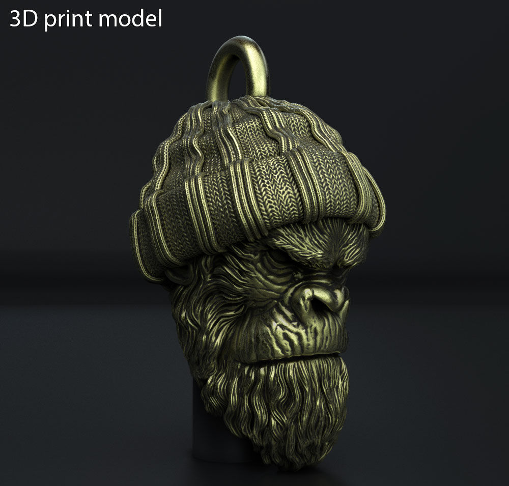 Animal Pendant jewelry Gangster monkey vol1 3D print model_4