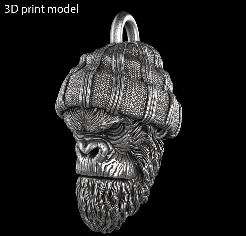 Animal Pendant jewelry Gangster monkey vol1 3D print model_6