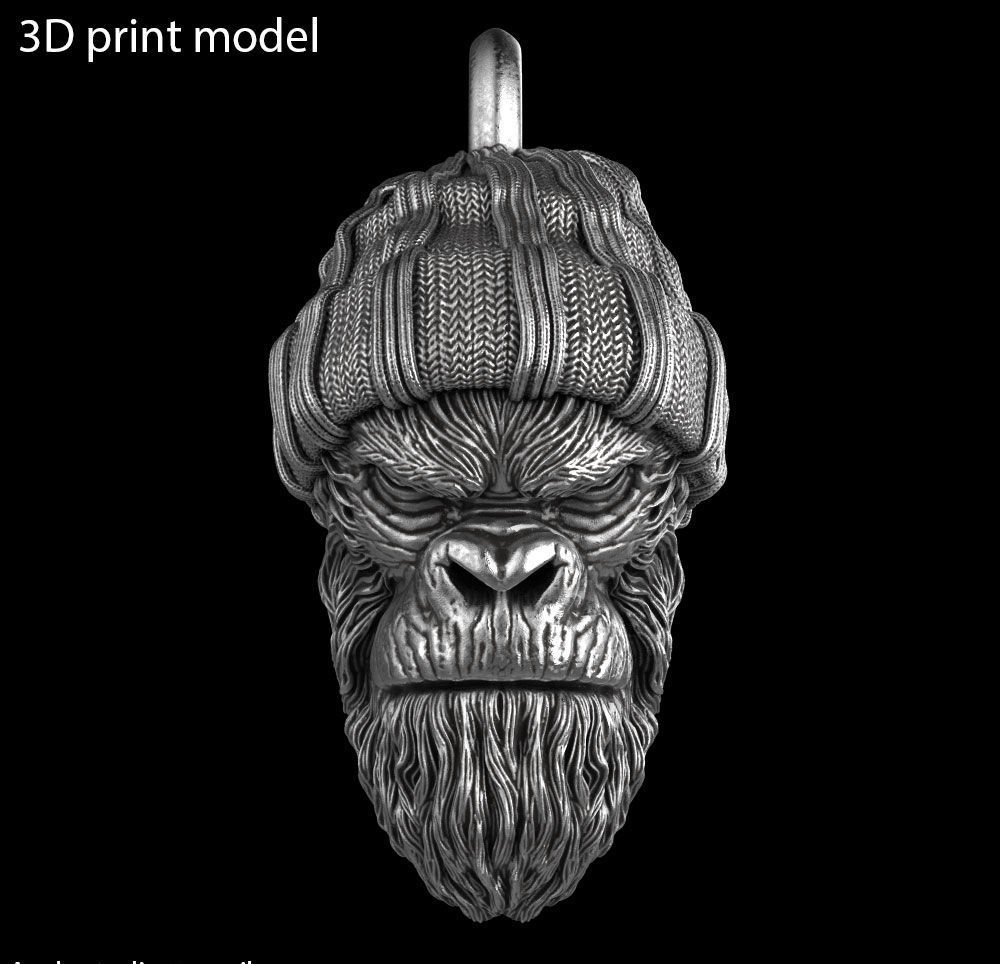 Animal Pendant jewelry Gangster monkey vol1 3D print model_5