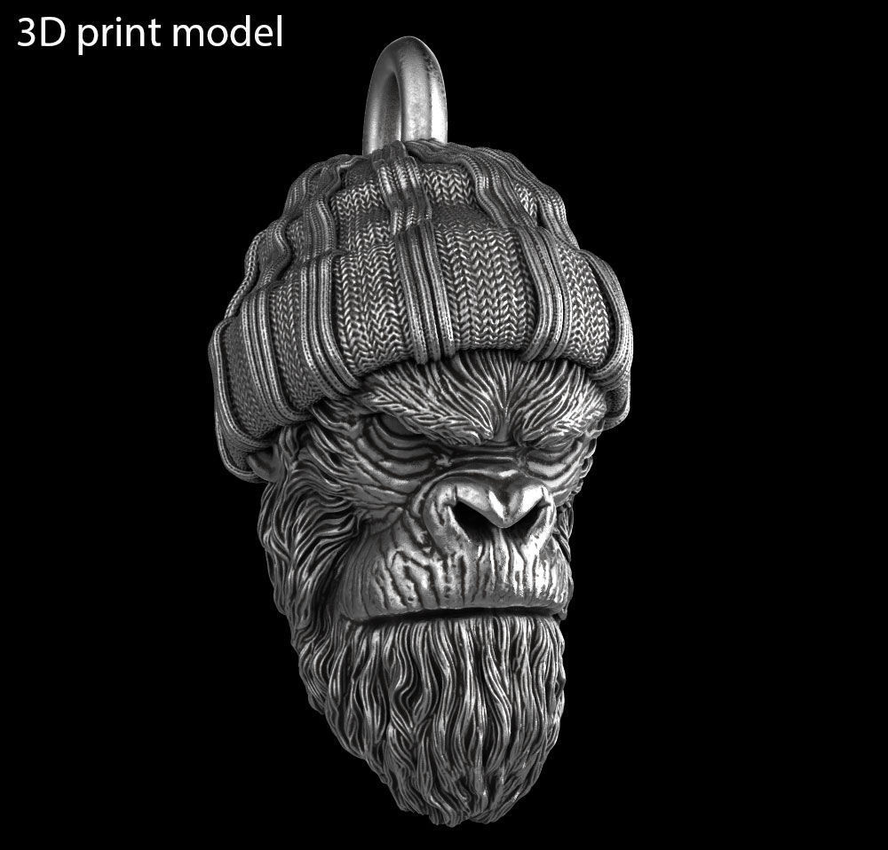 Animal Pendant jewelry Gangster monkey vol1 3D print model_9