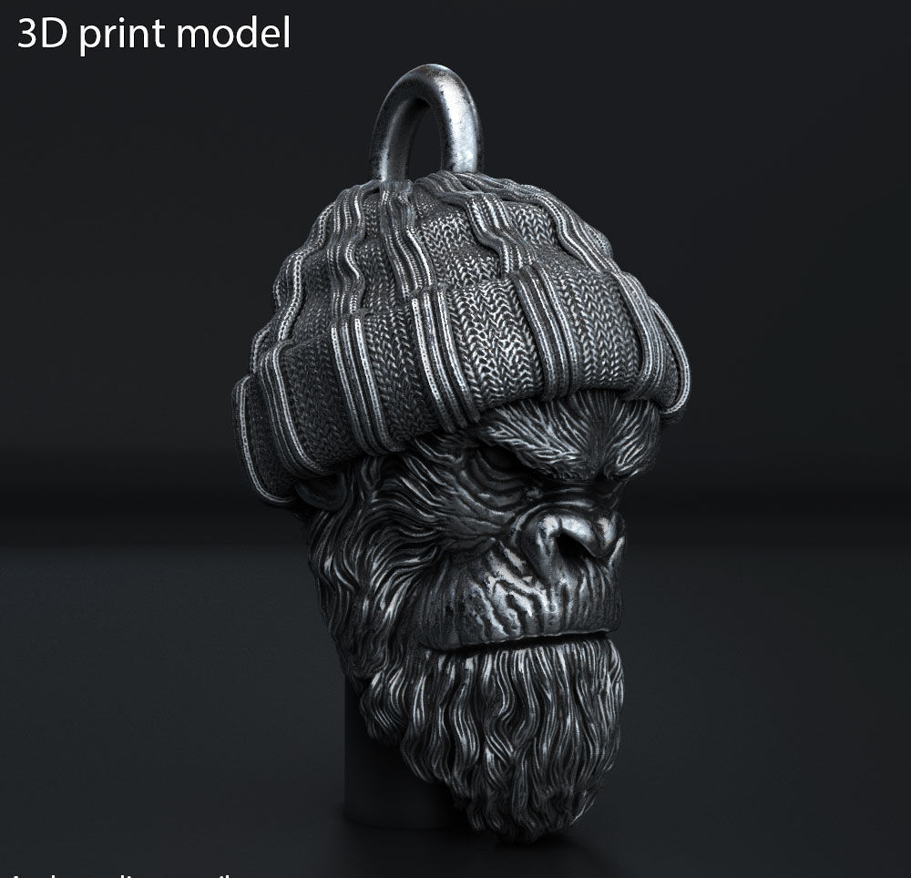 Animal Pendant jewelry Gangster monkey vol1 3D print model_3