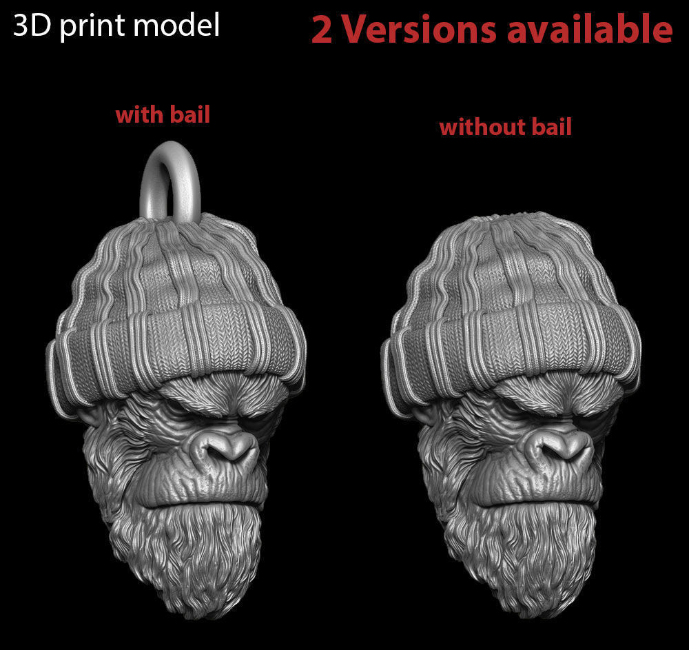 Animal Pendant jewelry Gangster monkey vol1 3D print model_10