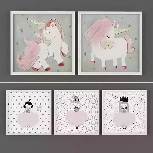 Picture Frames Low-poly 3D model