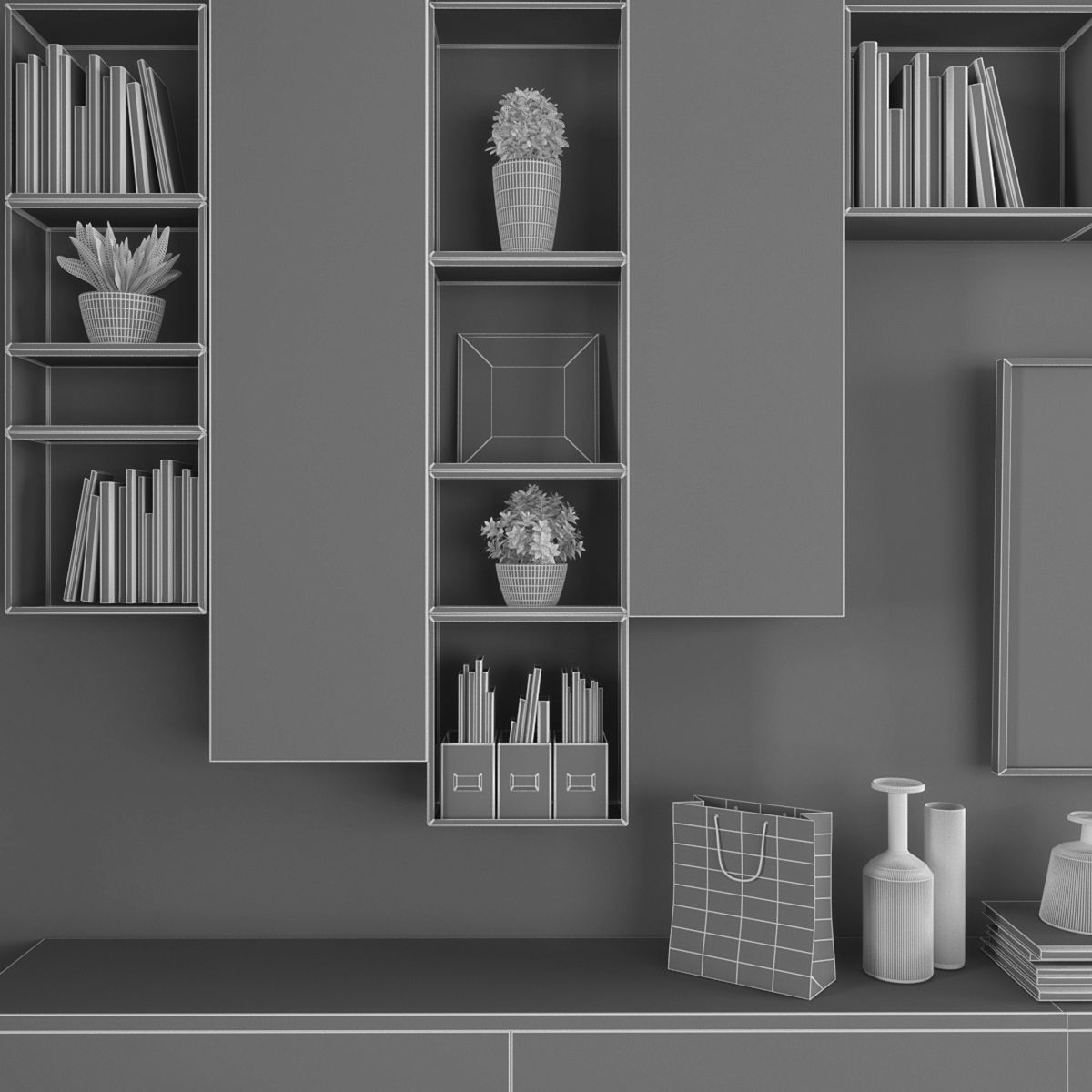 Tv stand Low-poly 3D model_2