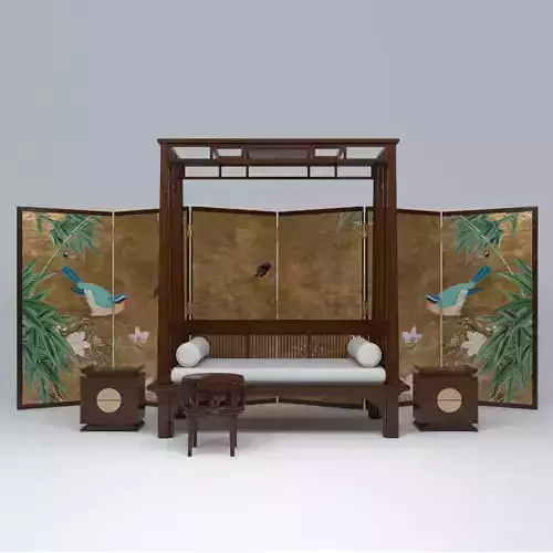ZEN SET room divider with birds and flowers