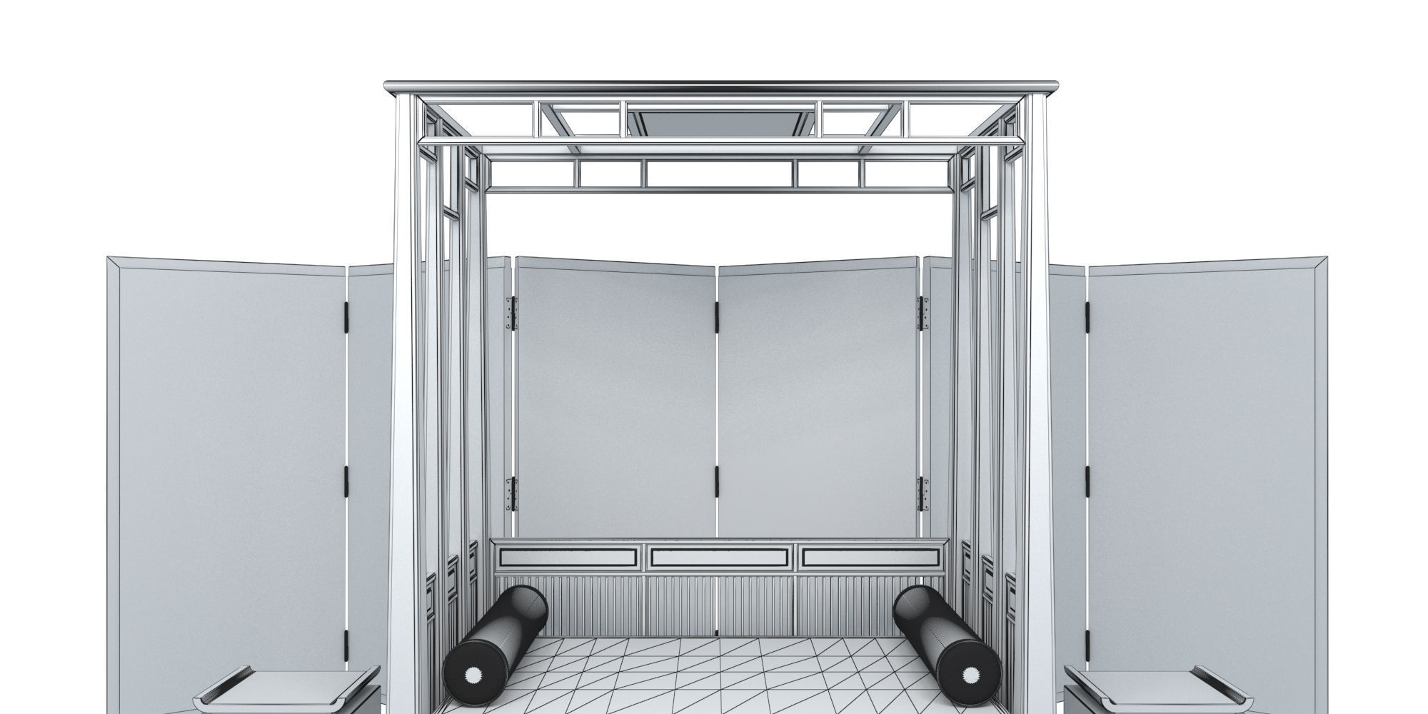 ZEN SET room divider with birds and flowers 3D model_7