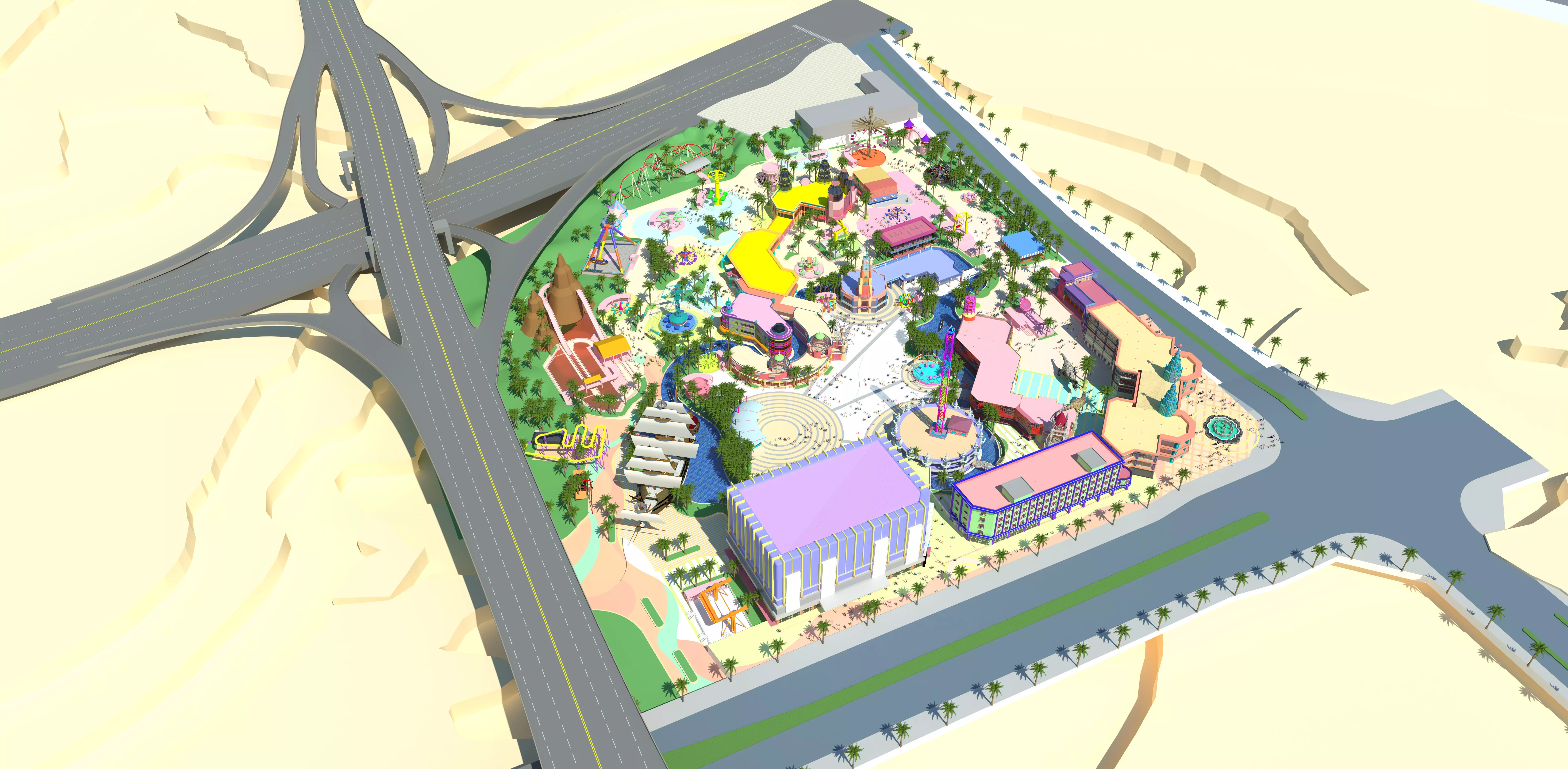 Theme Park Modern street Sci-fi architecture amusement equipment 3D model